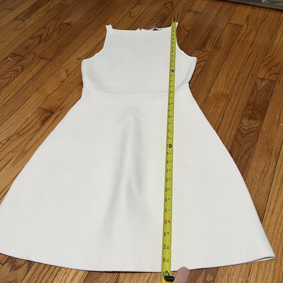 Scanlan Theodore Cream Crepe Knit Sleeveless A-Line High Neck Dress Size Small - Picture 10 of 11